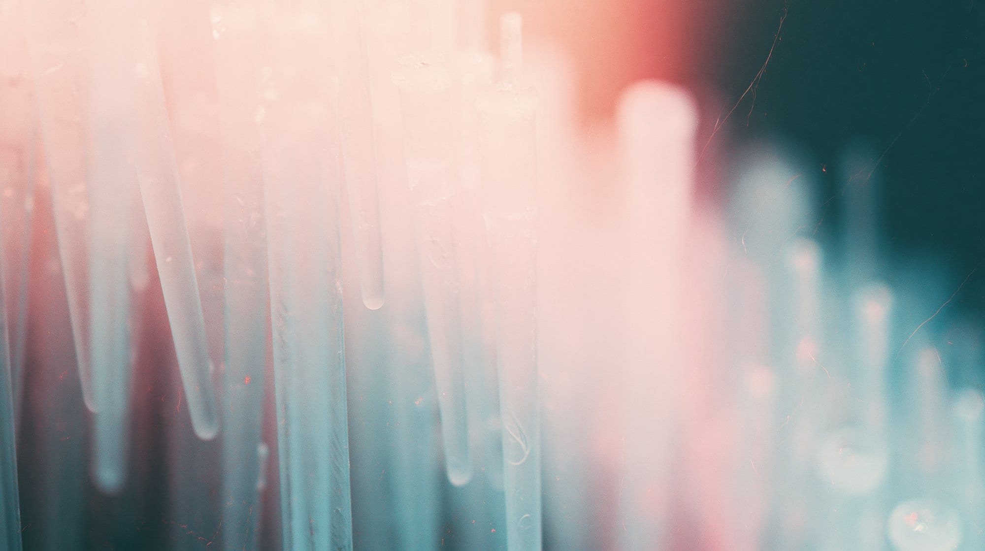 Pipette tips, red and blue, up close