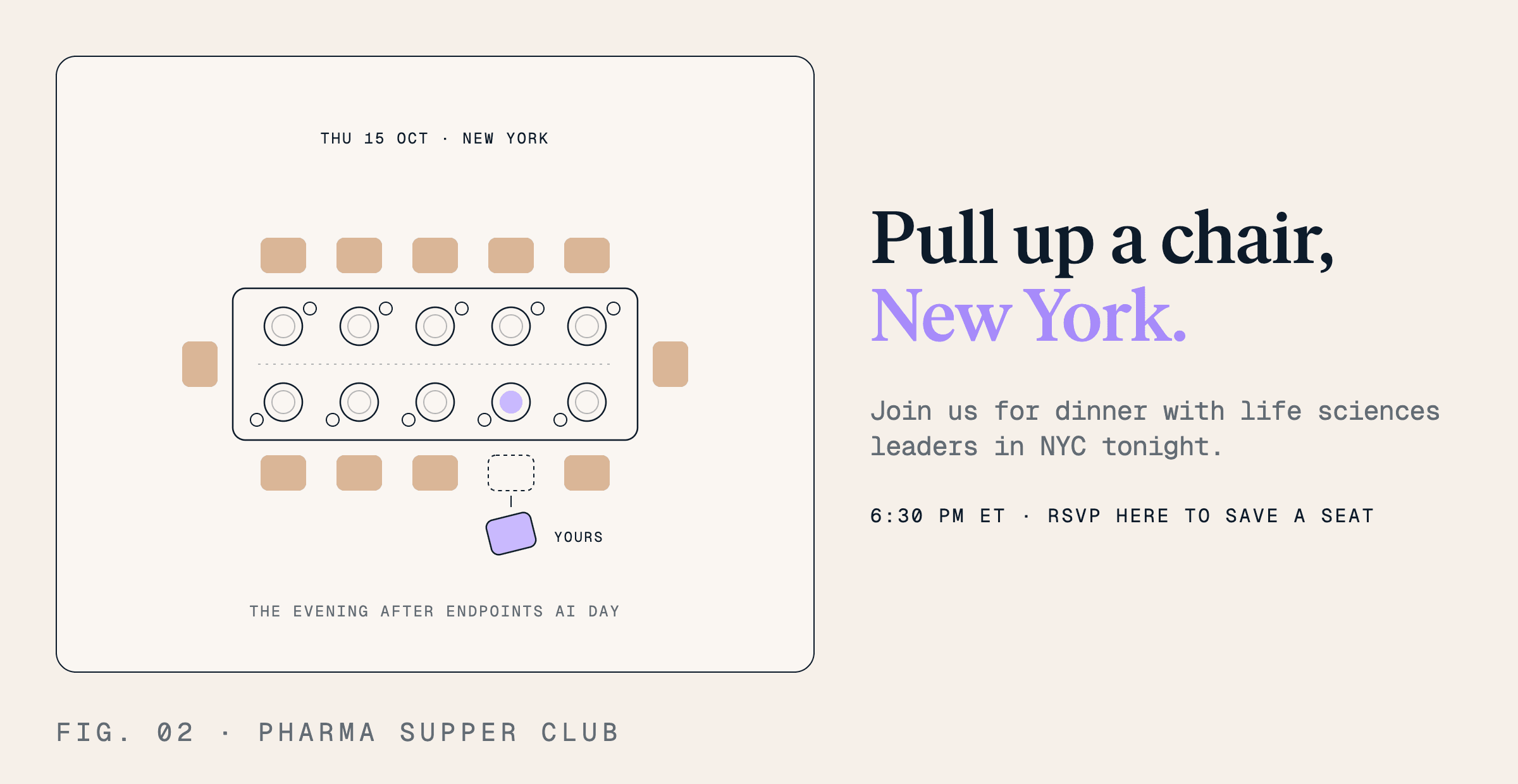 Pull up a chair, New York. Join us for dinner with life sciences leaders in NYC tonight. Click here to RSVP.